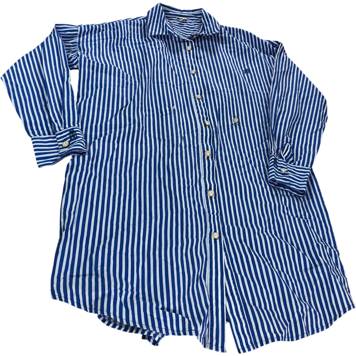 River Island Striped Shirt UK8 Women's Blue White Long Sleeve Casual Top
