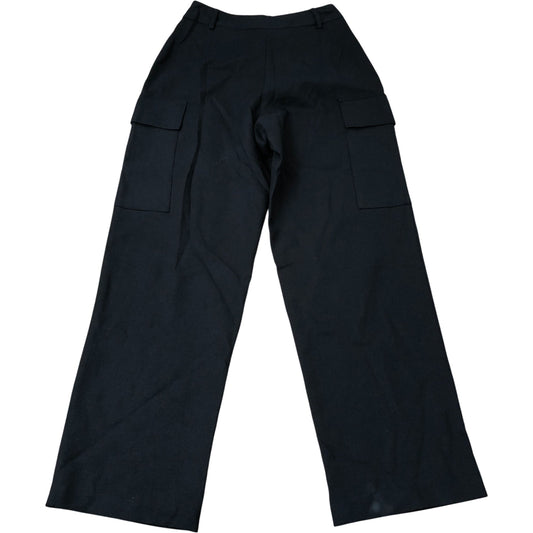 River Island Cargo Trousers Women's Black Wide Leg Casual Pants Size 8