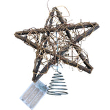 Rattan Style Lit Christmas Star Tree Topper 10"