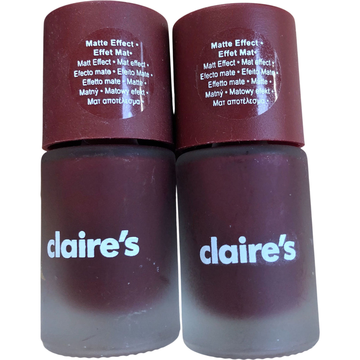 Claires Matte Effect Nail Polish Vegan 10ml Burgundy Polish Duo Lot