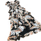 Floral Ruffle Maxi Dress Women's Black Cream Leaf Print UK8