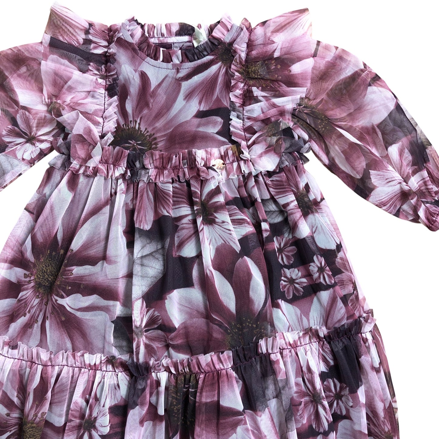 Branded Floral Dress 9-12M Baby Girls Long Sleeve Pink Flowy