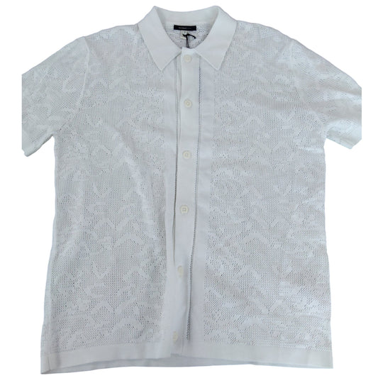 River Island Women's Crochet White Short Sleeve Top Size L Elegant Design