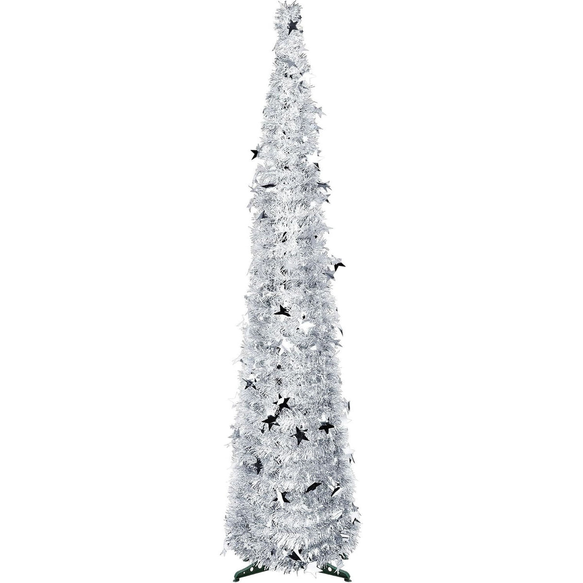 Collapsible Silver Tinsel Christmas Tree 5FT