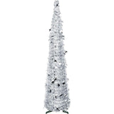 Collapsible Silver Tinsel Christmas Tree 5FT