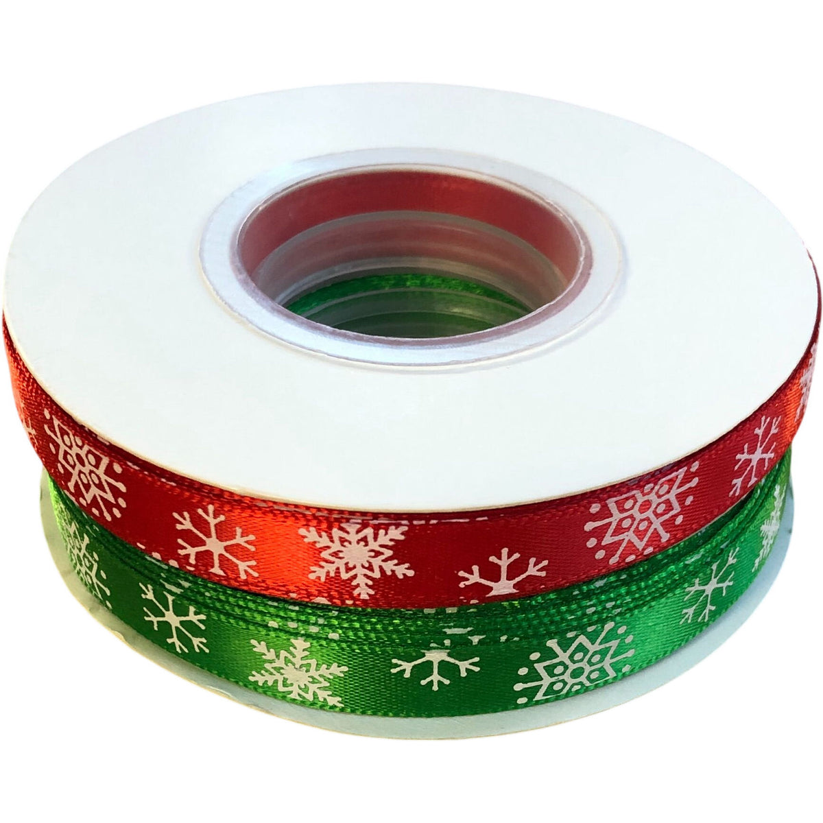 Red Green Christmas Snowflake Ribbon 2 Pack Crafting Supplies
