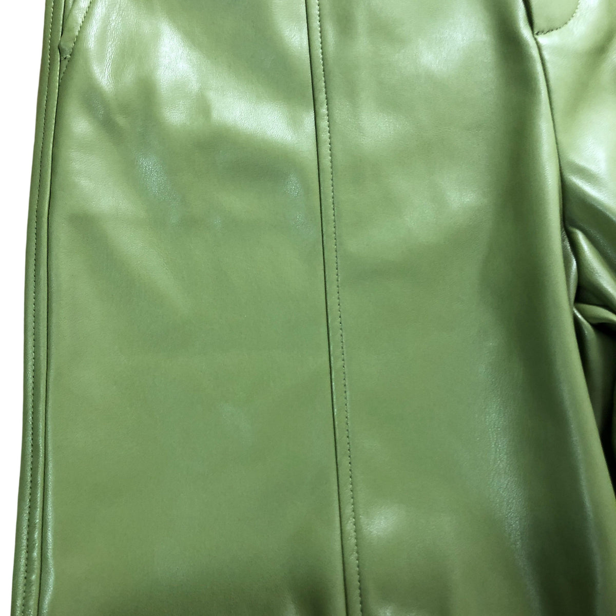 River Island Green Faux Leather Trousers UK Size 12 Women's High Waist Loose Fit