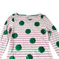 Long Sleeve Top Women’s Green Spots Pink Stripe Size UK8