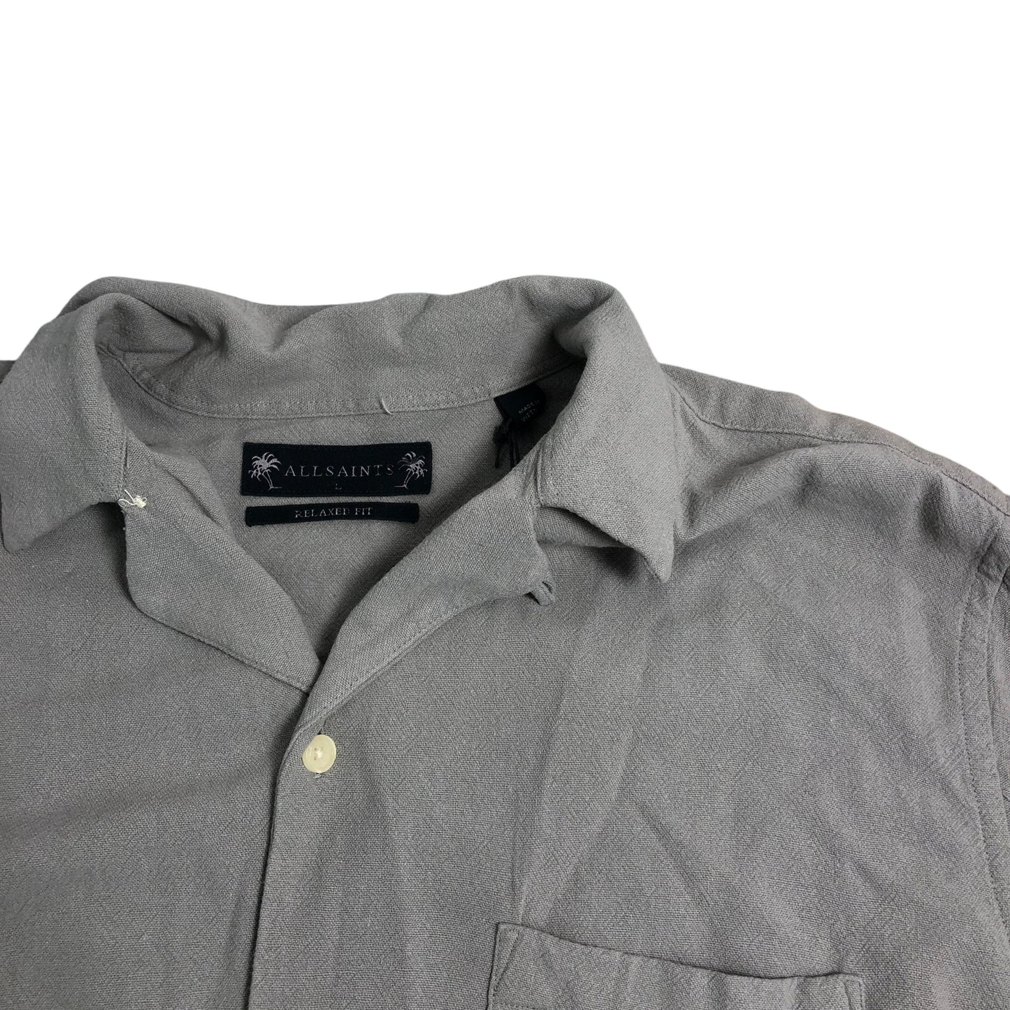 AllSaints Relaxed Fit Shirt L Whisper Grey Long Sleeve Casual Wear