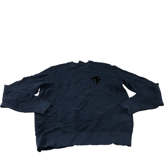 Navy Blue Waffle Knitted Sweater - Size Medium