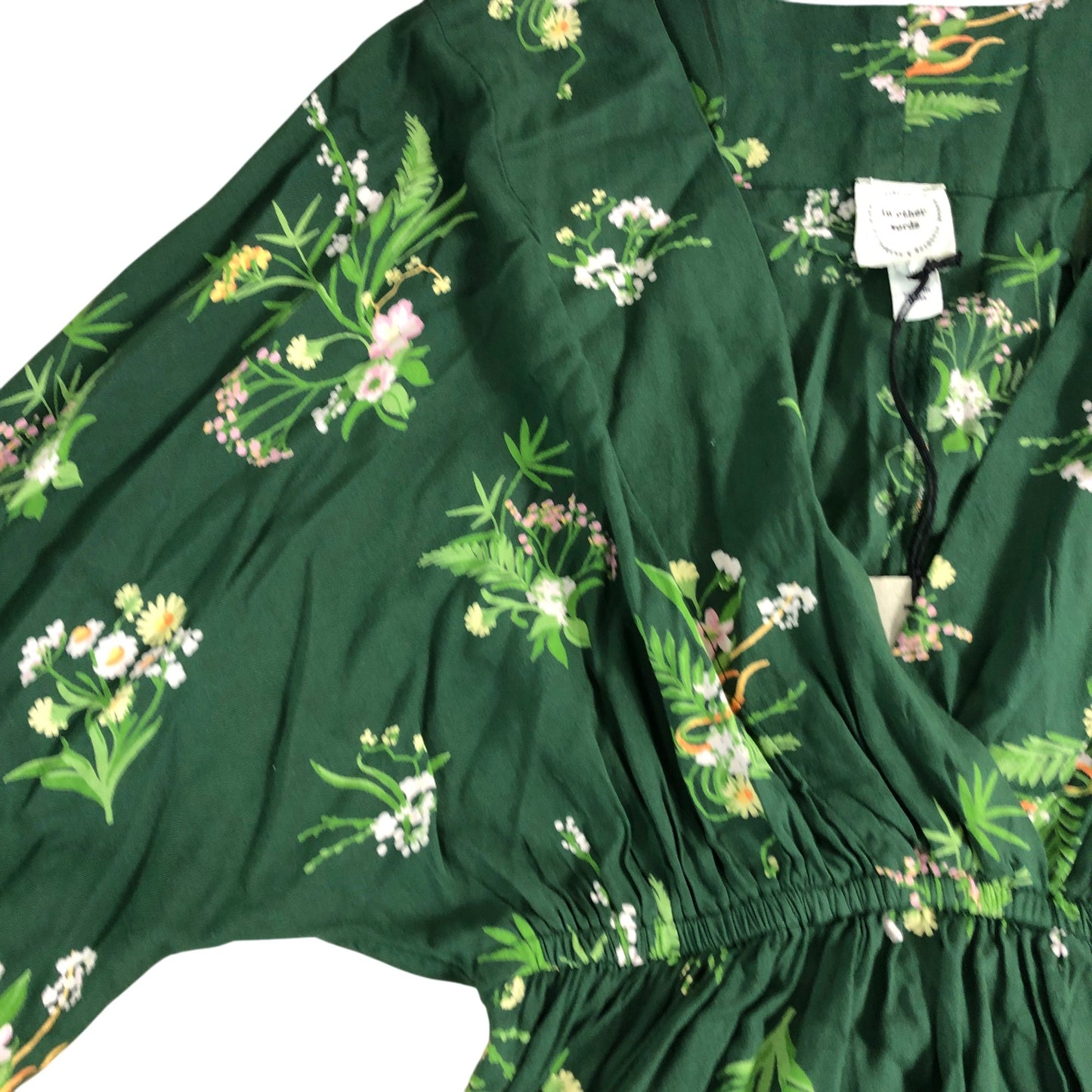 River Island Women's Green Floral Wrap Blouse Size UK6 Viscose Peplum Top