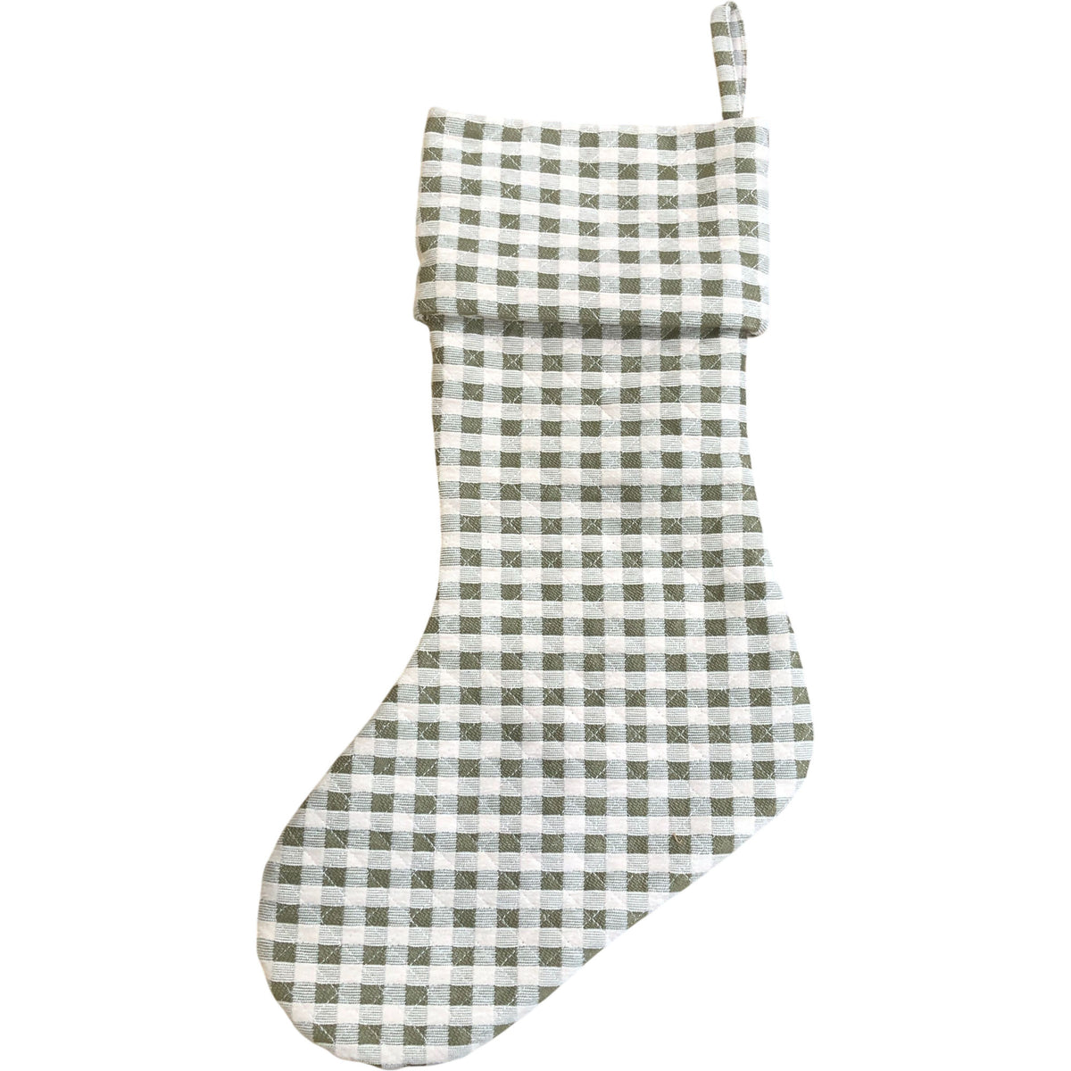 Green & White Check Christmas Stocking Holiday Décor 21"