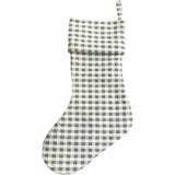 Green & White Check Christmas Stocking Holiday Décor 21"