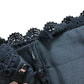Wide Leg Trousers UK10 Women's Black High Waist Lace Trim