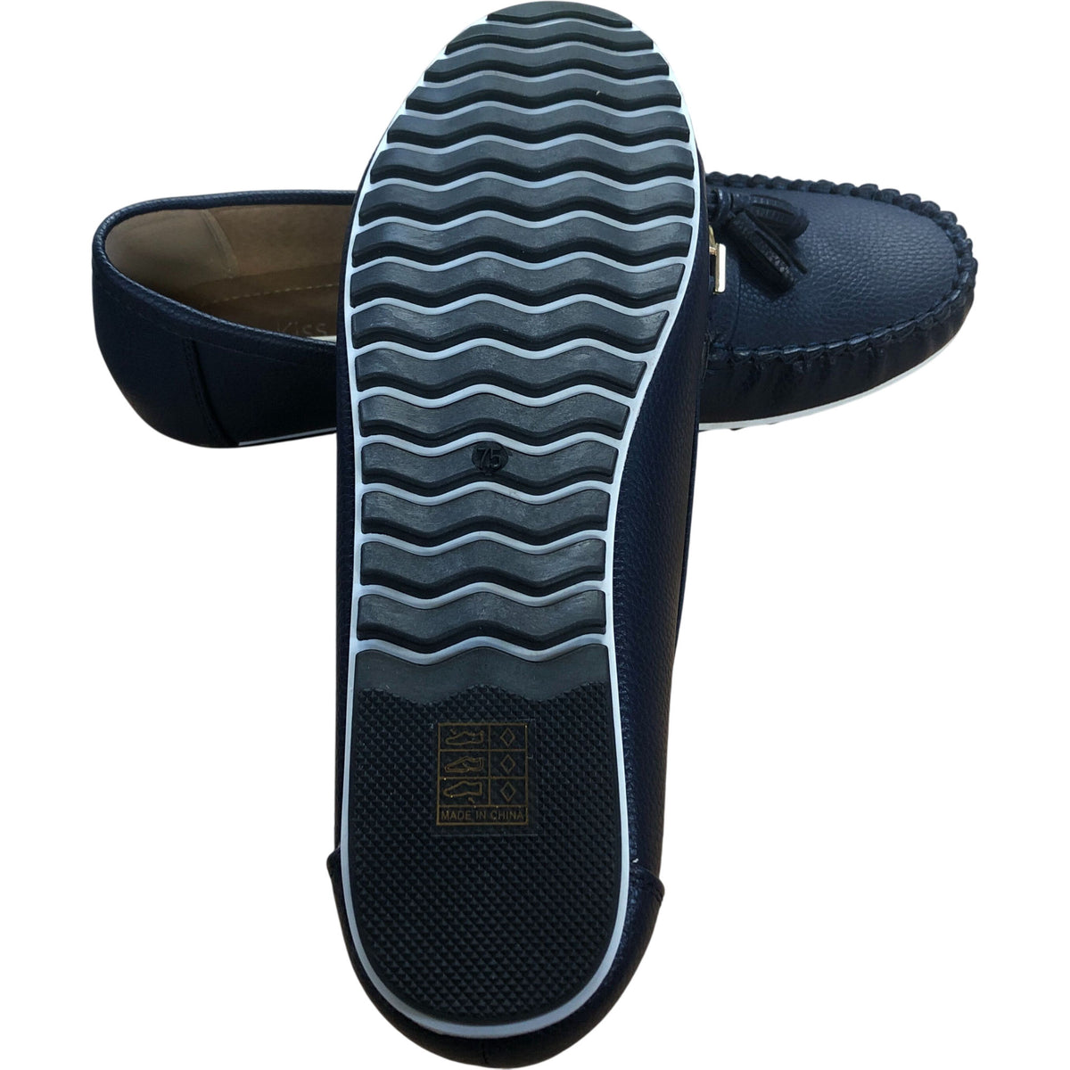 Meckiss Loafers Women Comfy Flats Size UK 7.5 Navy Blue Leather Upper