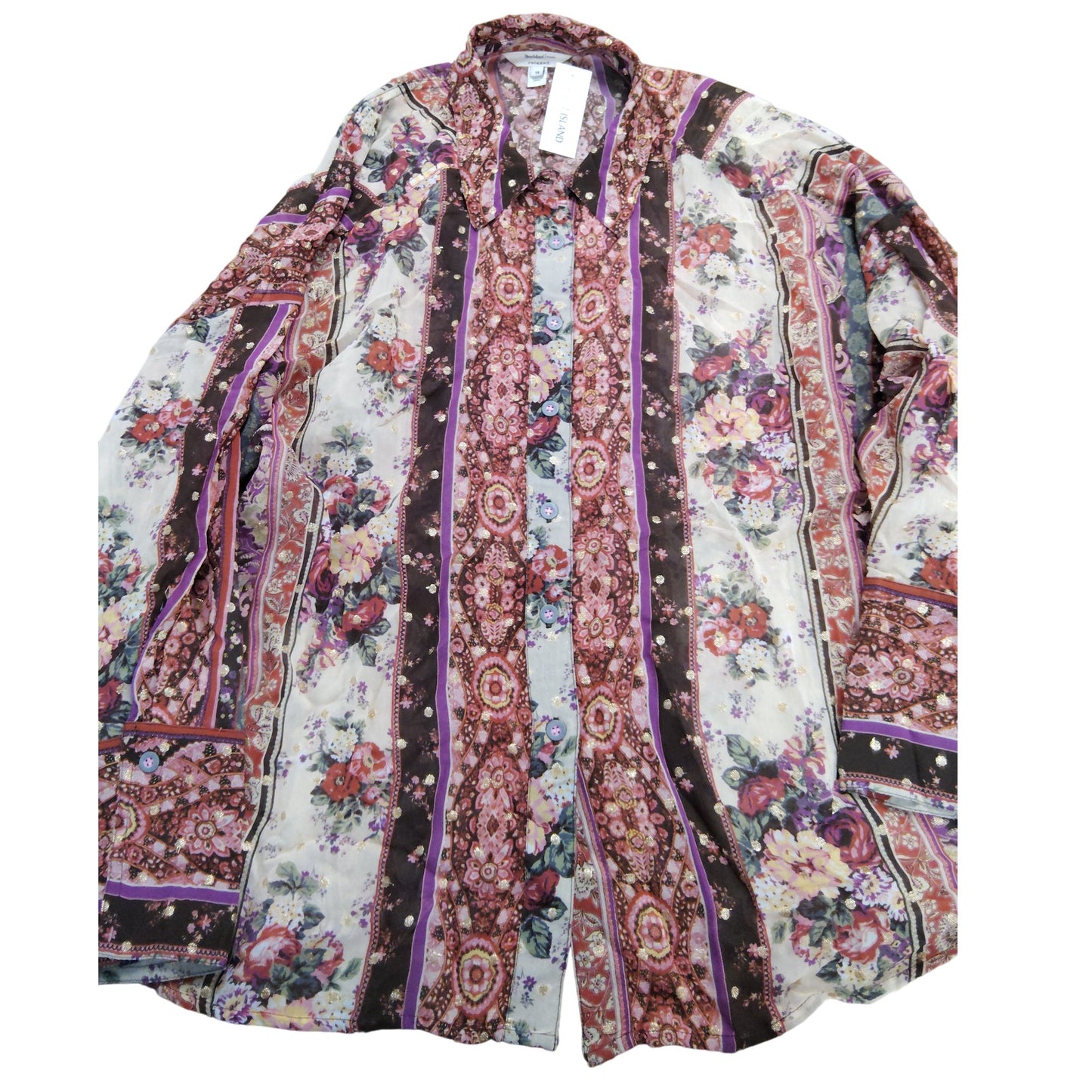 River Island Floral Print Shirt UK14 Women's Relaxed Fit Long Sleeve Blouse