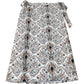 Neutral Print Wrap Midi Skirt Floral Design Cotton Lightweight