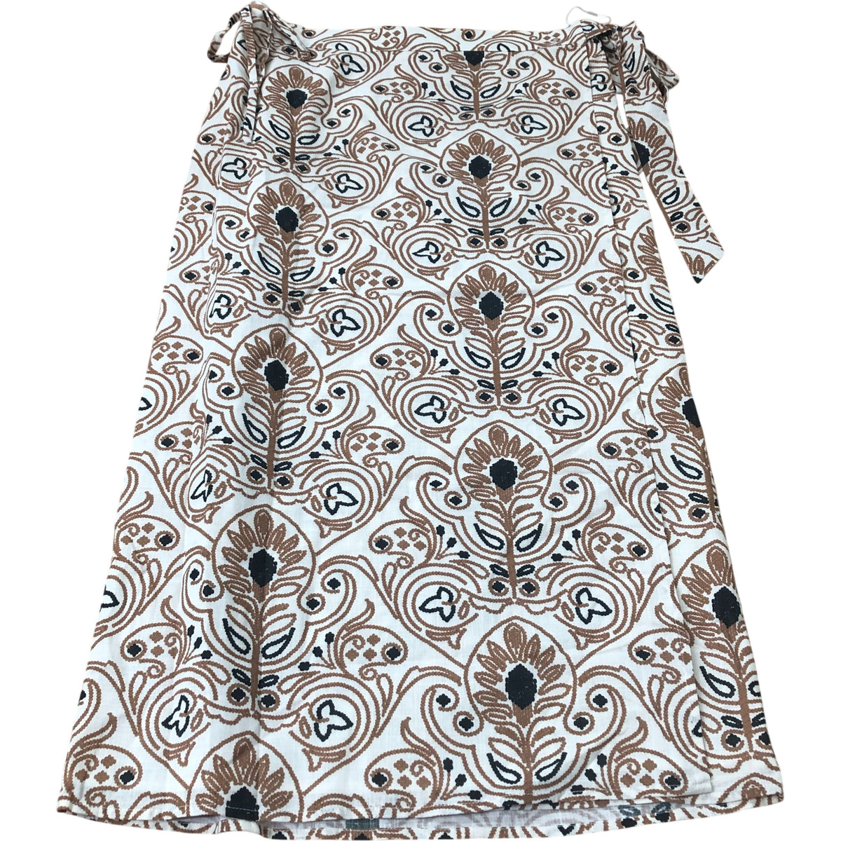 Neutral Print Wrap Midi Skirt Floral Design Cotton Lightweight