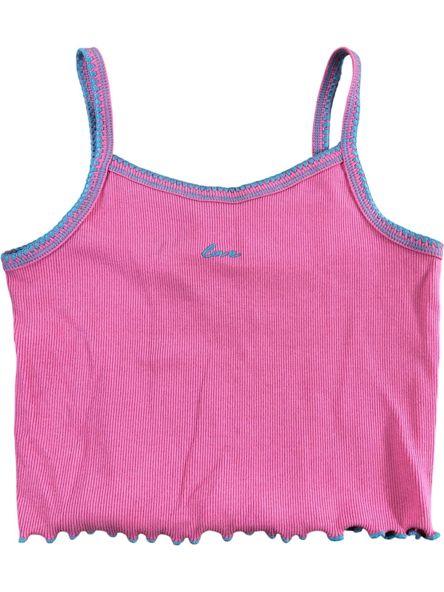 RIVER ISLAND Love Ribbed Vest Top UK9-10 Years Girls Pink Casual Wear