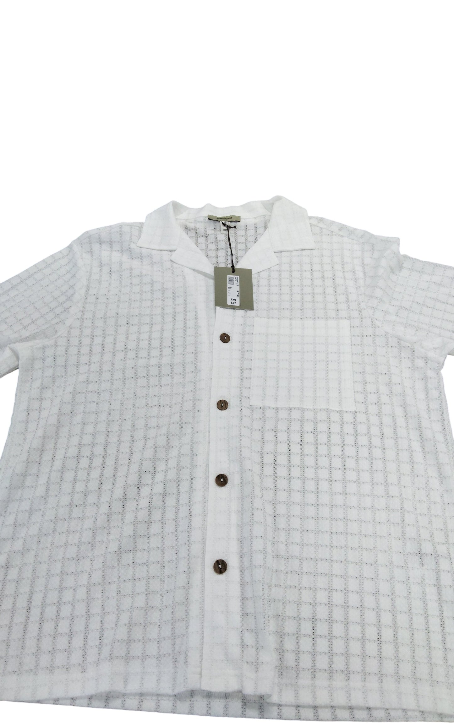 River Island White Short Sleeve Shirt Size M Men's Casual Button Up New