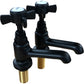 Traditional Basin Taps Black Cross Head Handles 2 Taps New Bathroom Faucet