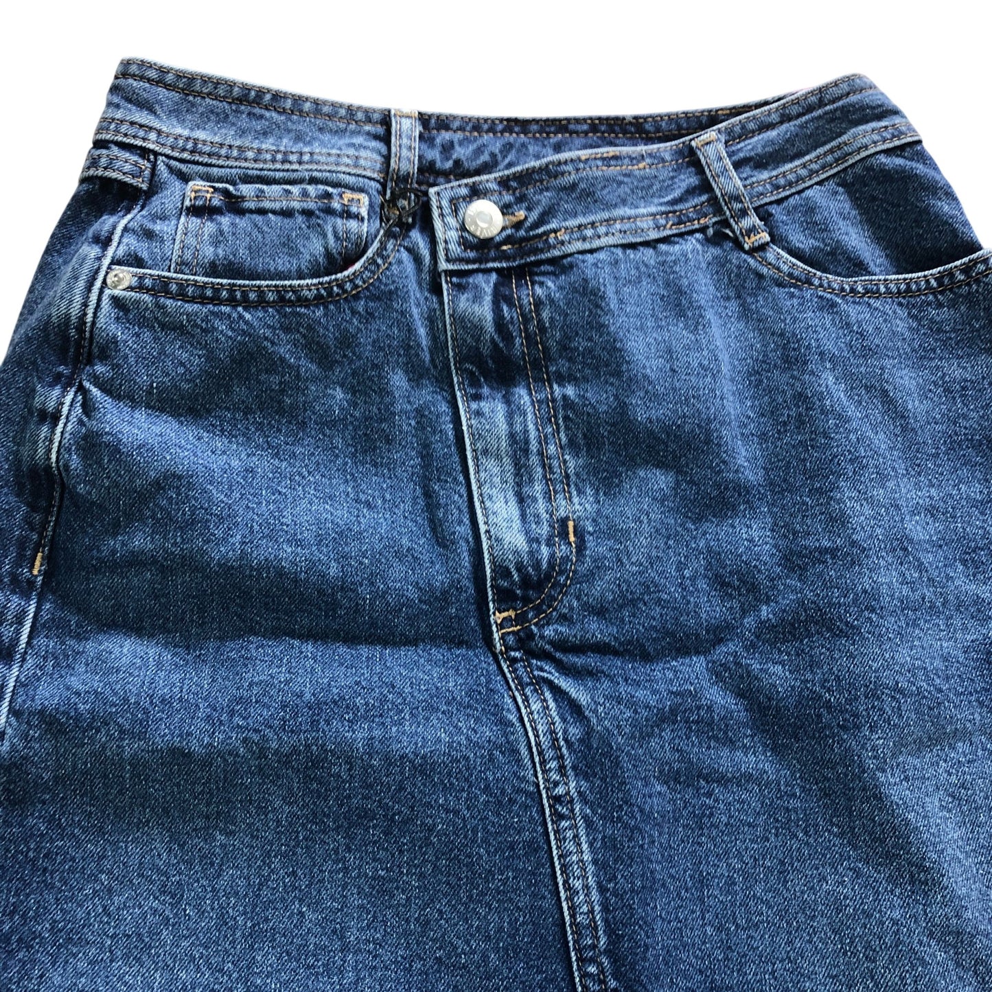 River Island Denim Skirt Size 8 UK Women's Blue Straight Cut Casual Style