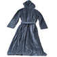 Dark Grey Fleece Hooded Robe 100% Organic Cotton Dressing Gown Size L
