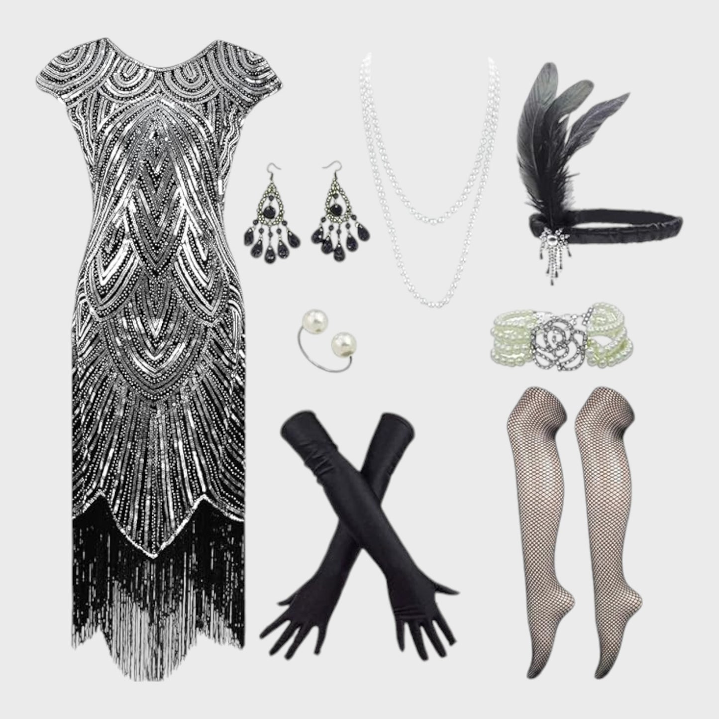 Gatsby 1920's Flapper Dress With Accessories