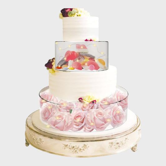 Acrylic Fillable Round Cake Stand with LED Lights - Two Pieces