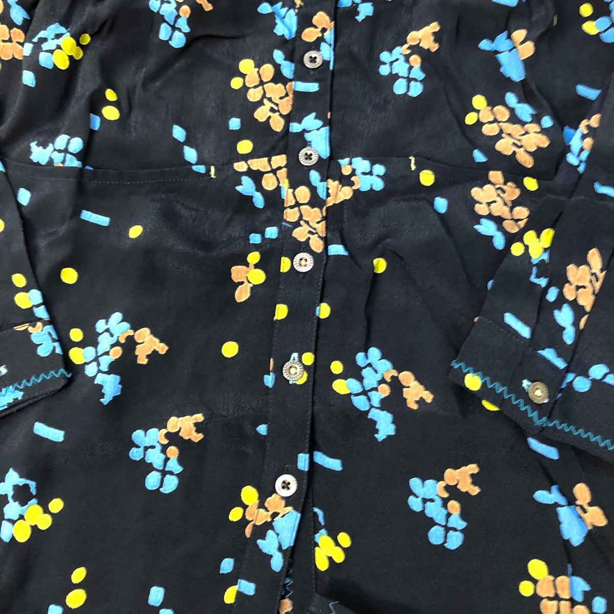 Long Sleeve Shirt Women's Size UK6 Floral Print Black Viscose Top