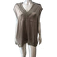 All Saints Women's Large Beige V Neck Button Detail Top Casual Loose Fit