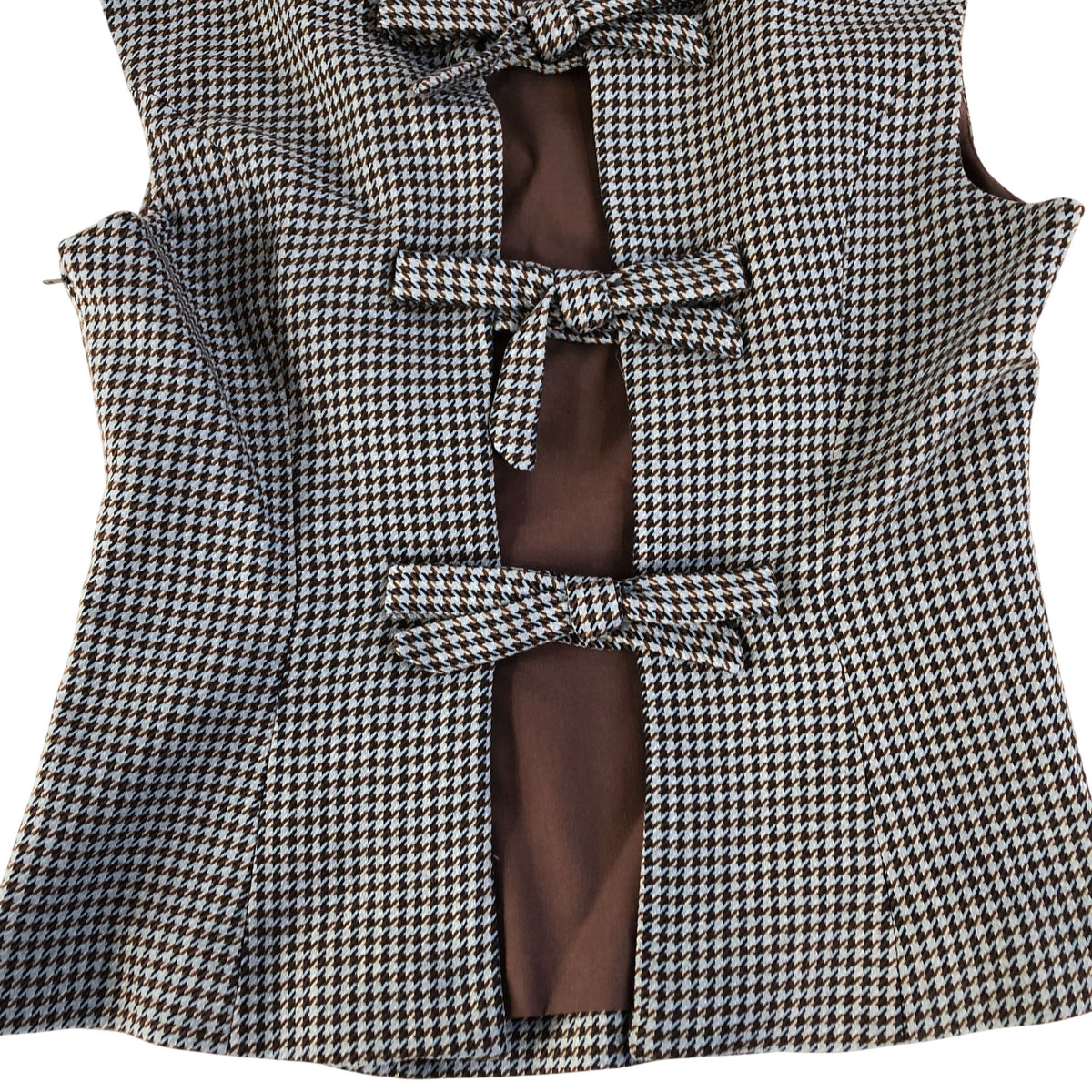 River Island Women's Houndstooth Print Top Brown Lining Casual