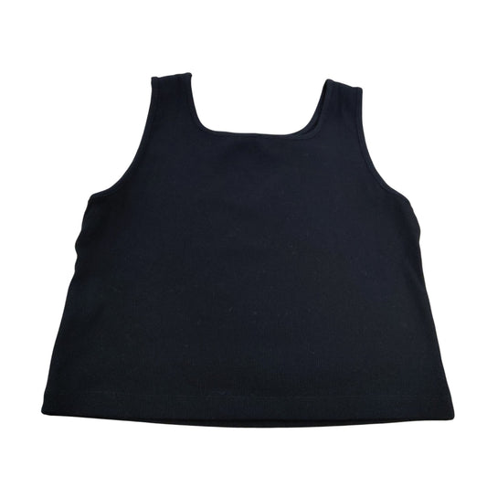 River Island Black Crop Top Girls 13-14Y Ribbed Cotton Sleeveless Casual Wear