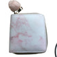 Claire's Pink Marble Print Wallet with Pom Pom Zip Women's Compact Style