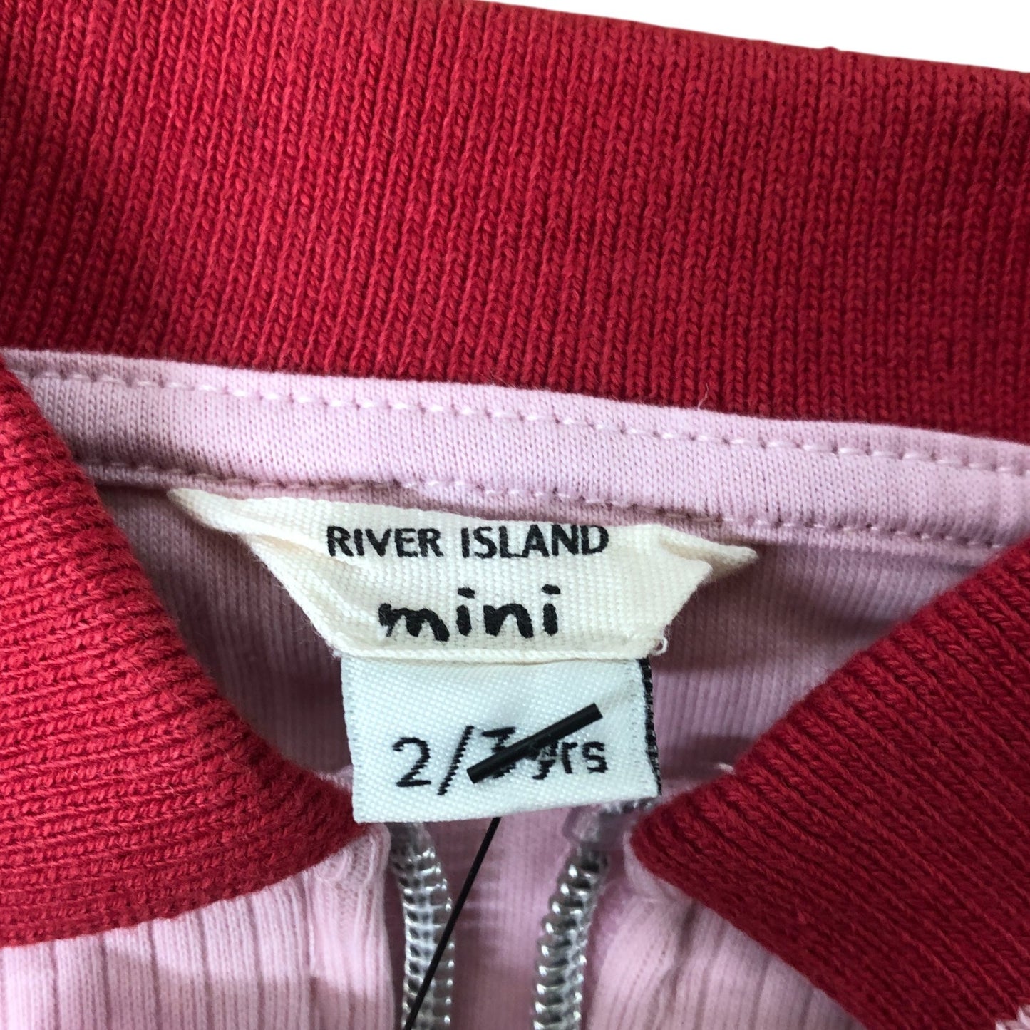 River Island Mini Girls Dress Size 2-3 Years Pink Short Sleeve Cherry Design