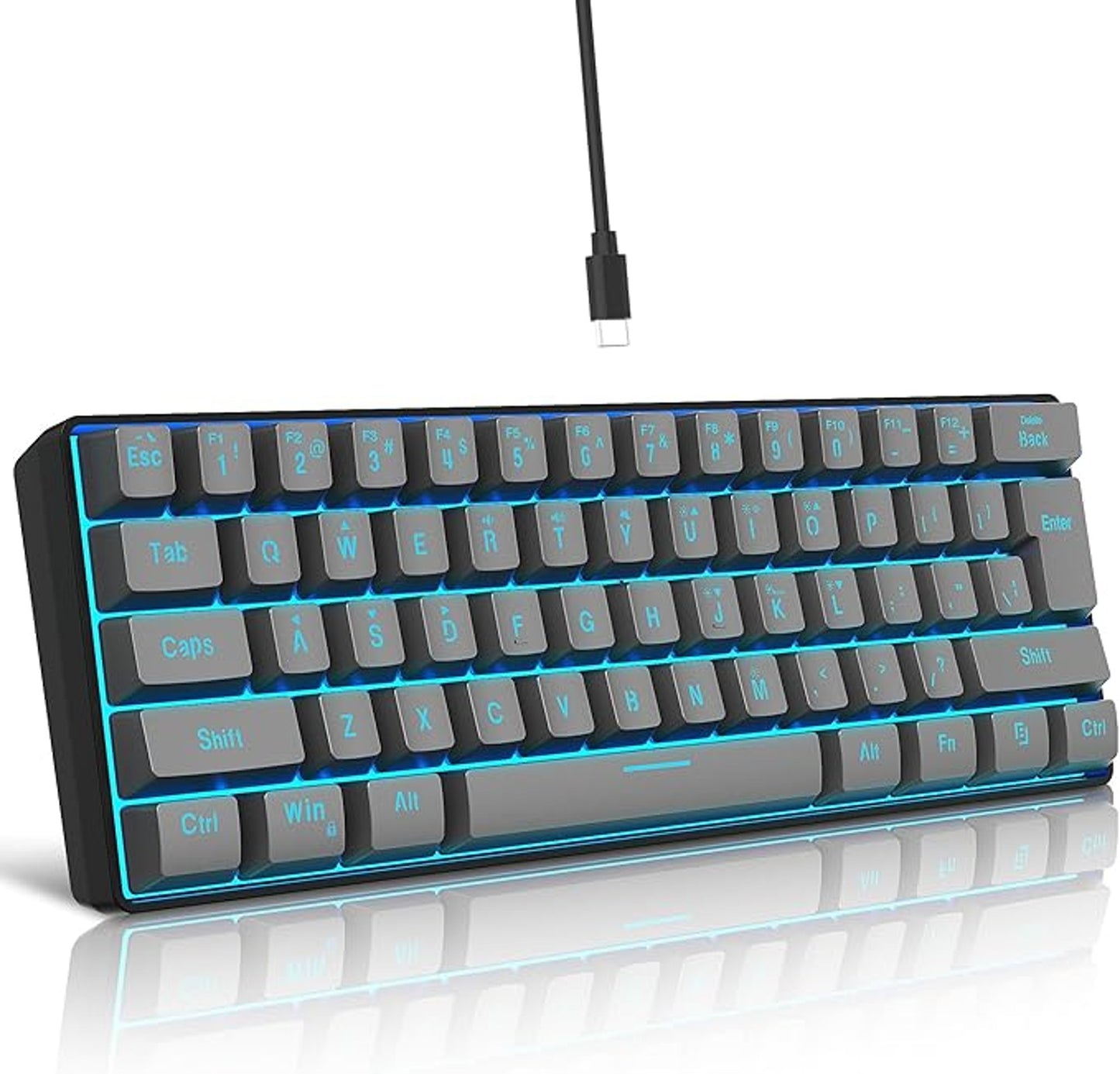 Snpurdiri 60% Percent Gaming Keyboard Wired  Compact, 61 Keys Iron Grey