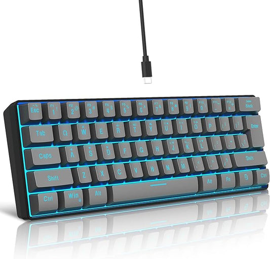 Snpurdiri 60% Percent Gaming Keyboard Wired  Compact, 61 Keys Iron Grey