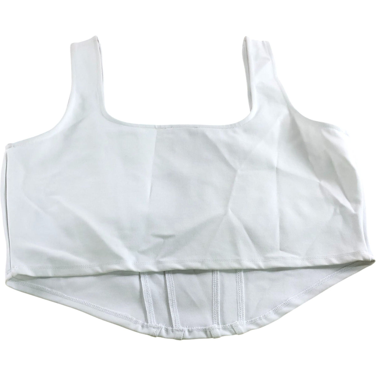 River Island White Square Neck Crop Top UK L Women's