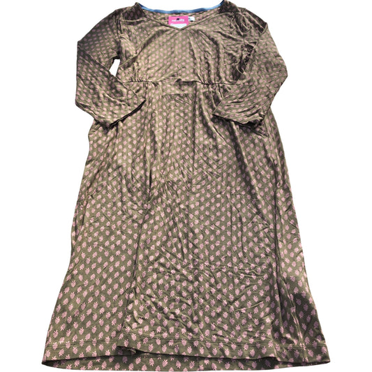 Long Sleeve Dress Size UK Size 10 Women's Floral V Neck Olive Green