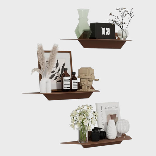 Farmhouse Style Brown Metal Shelves - Pack of Three