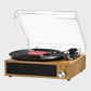 Natural Wood Retro Record Player - with Bluetooth