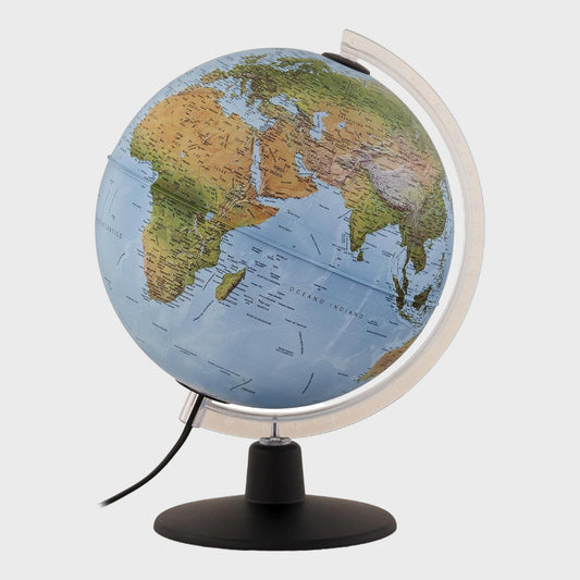 Illuminated Globe Physical and Political Cartography
