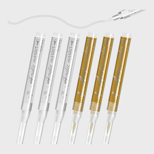 Metallic Acrylic Paint Markers - Six Pack - Gold & Silver