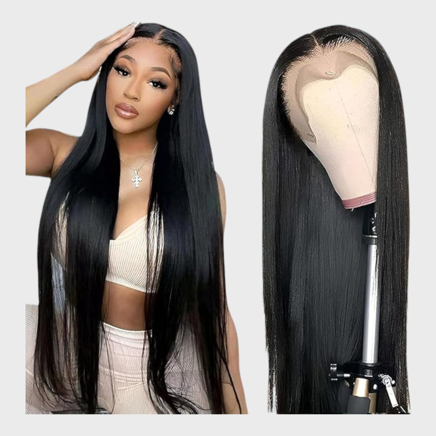 Essent 13x6 100% Human Hair Wig - Lace Front - Straight 22" - Black