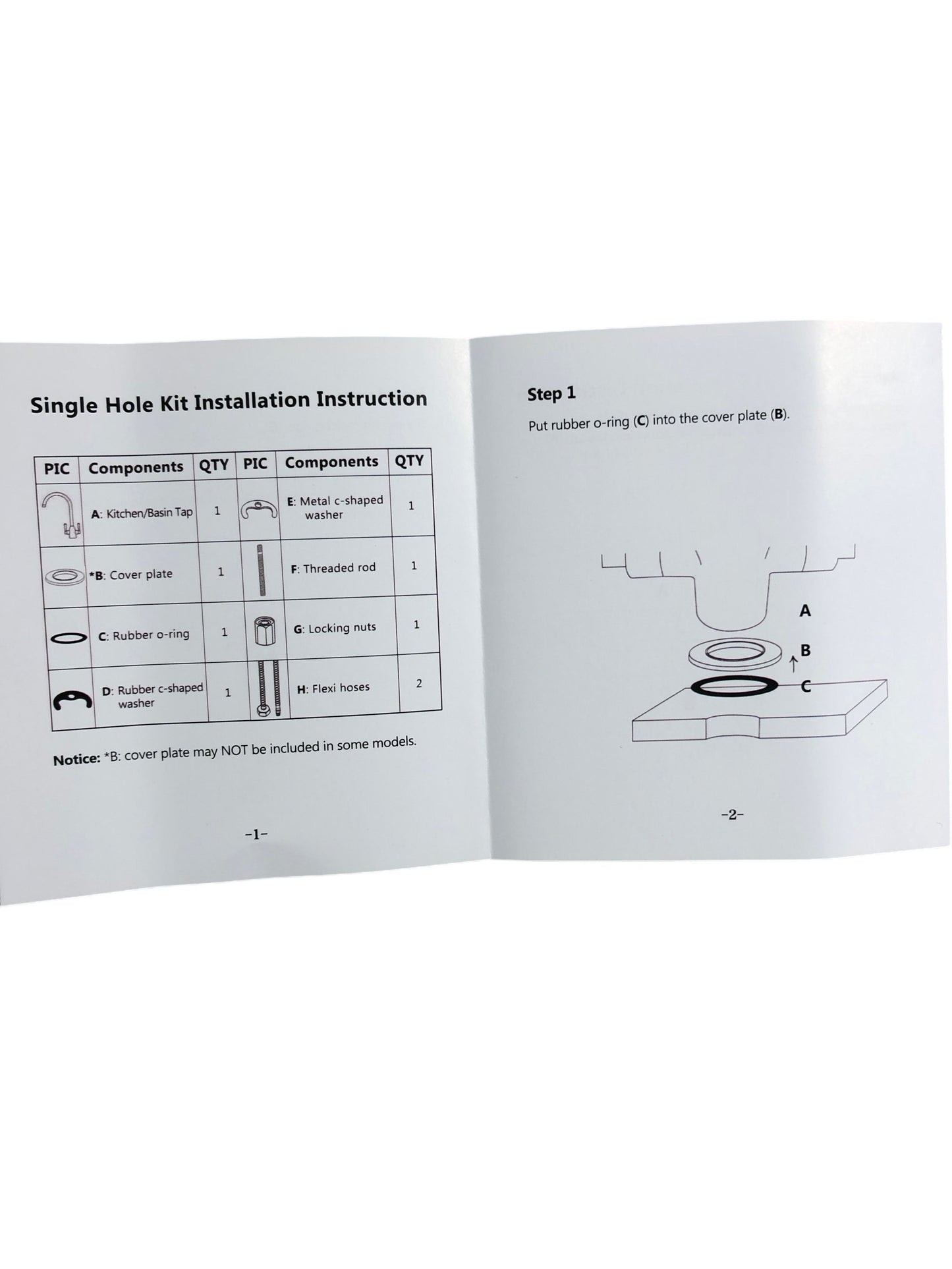 Kitchen Sink Tap Monobloc Black Mixer Tap Single Hole C Shaped Installation Kit