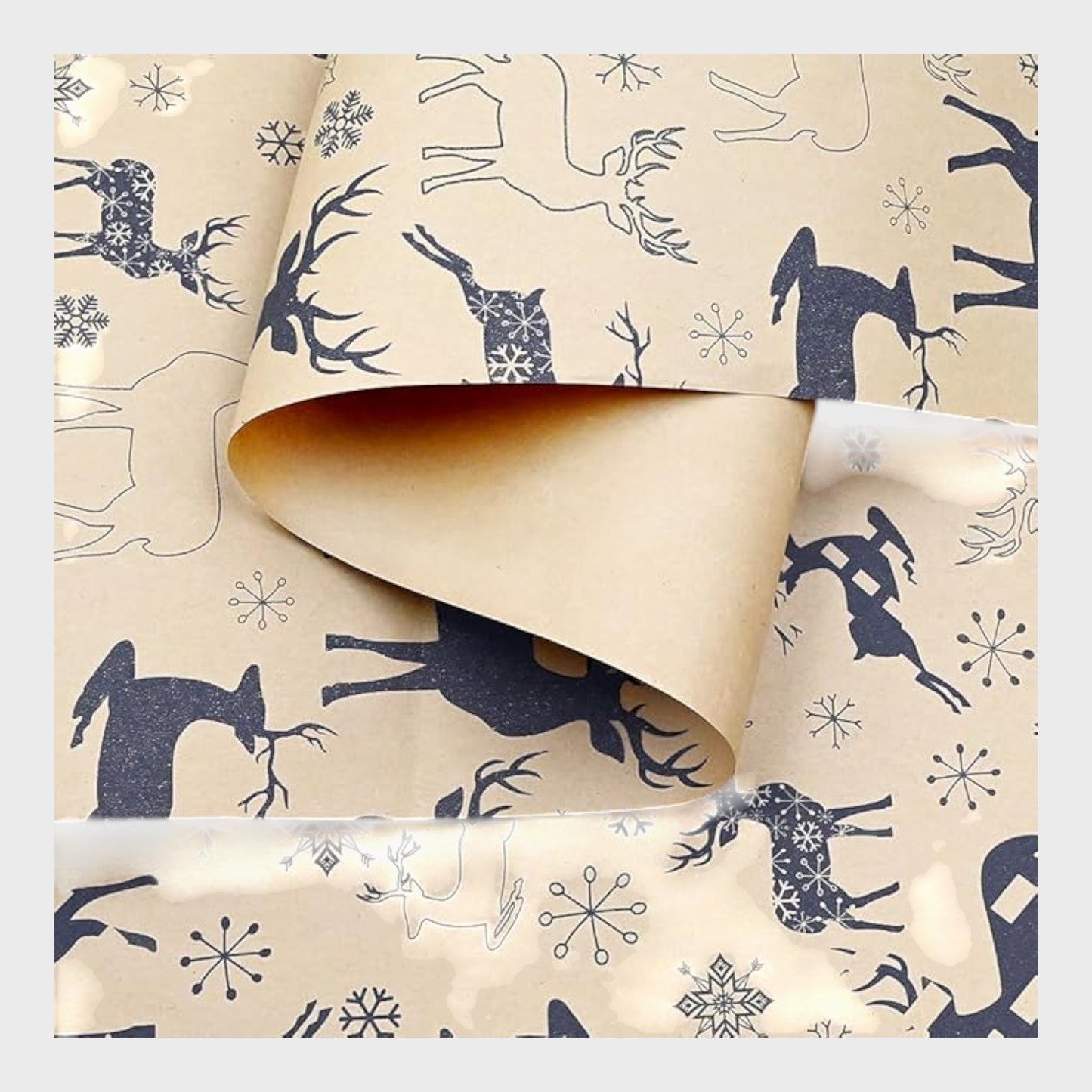 Blue Elk Snowflake Wrapping Paper