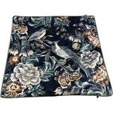 Velvet Floral Bird Embellished Cushion Cover Navy Blue 50 x 50cm