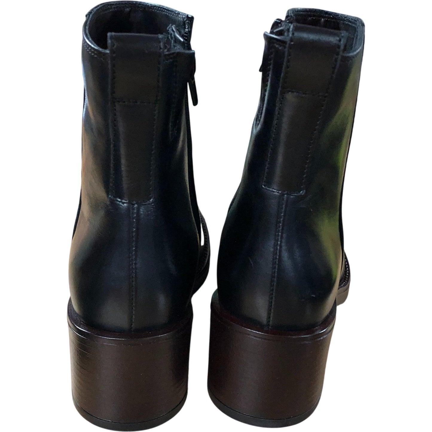 Dune Modern Black Leather Ankle Boots UK 4 Women's Zippered Stylish Heels