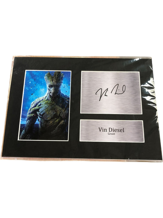 Vin Diesel Print Signed Groot A4 Memorabilia Marvel Collectable Item