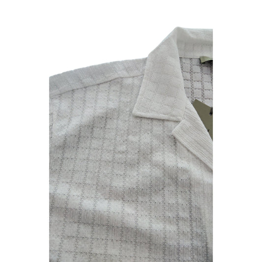 River Island Mens Casual Short Sleeve Shirt Size XL White Patterned Button Up